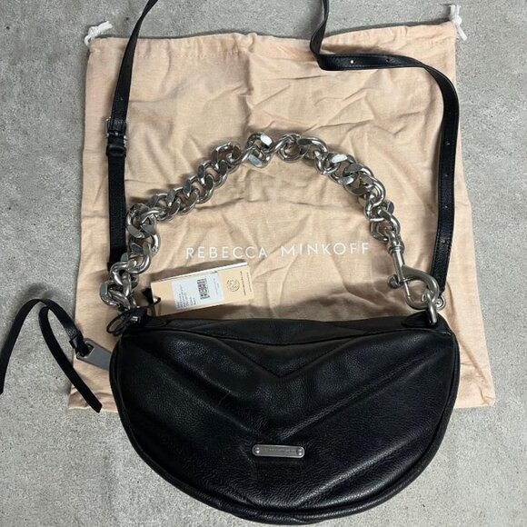 REBECCA MINKOFF Edie Maxi Crossbody - Black -Silver Hardware - BEAUTIFUL - NWT